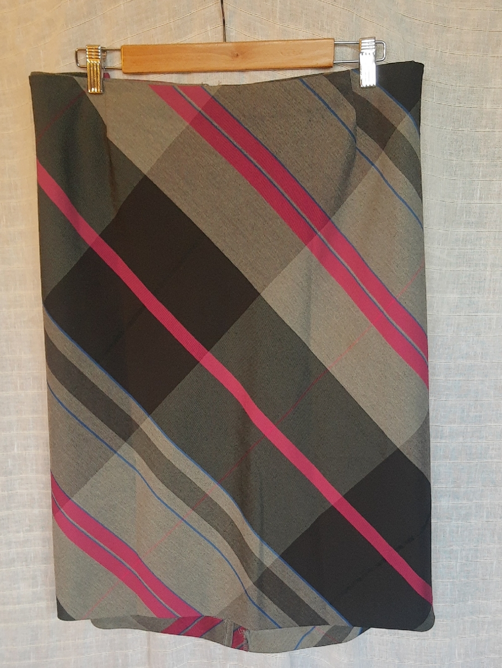 torrid Gray Plaid Pencil Skirt with Pink and Blue Stripes